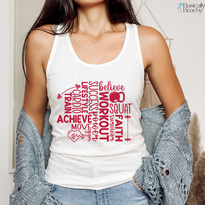 Motivating Inspiring Workout Words Tank Top for Women