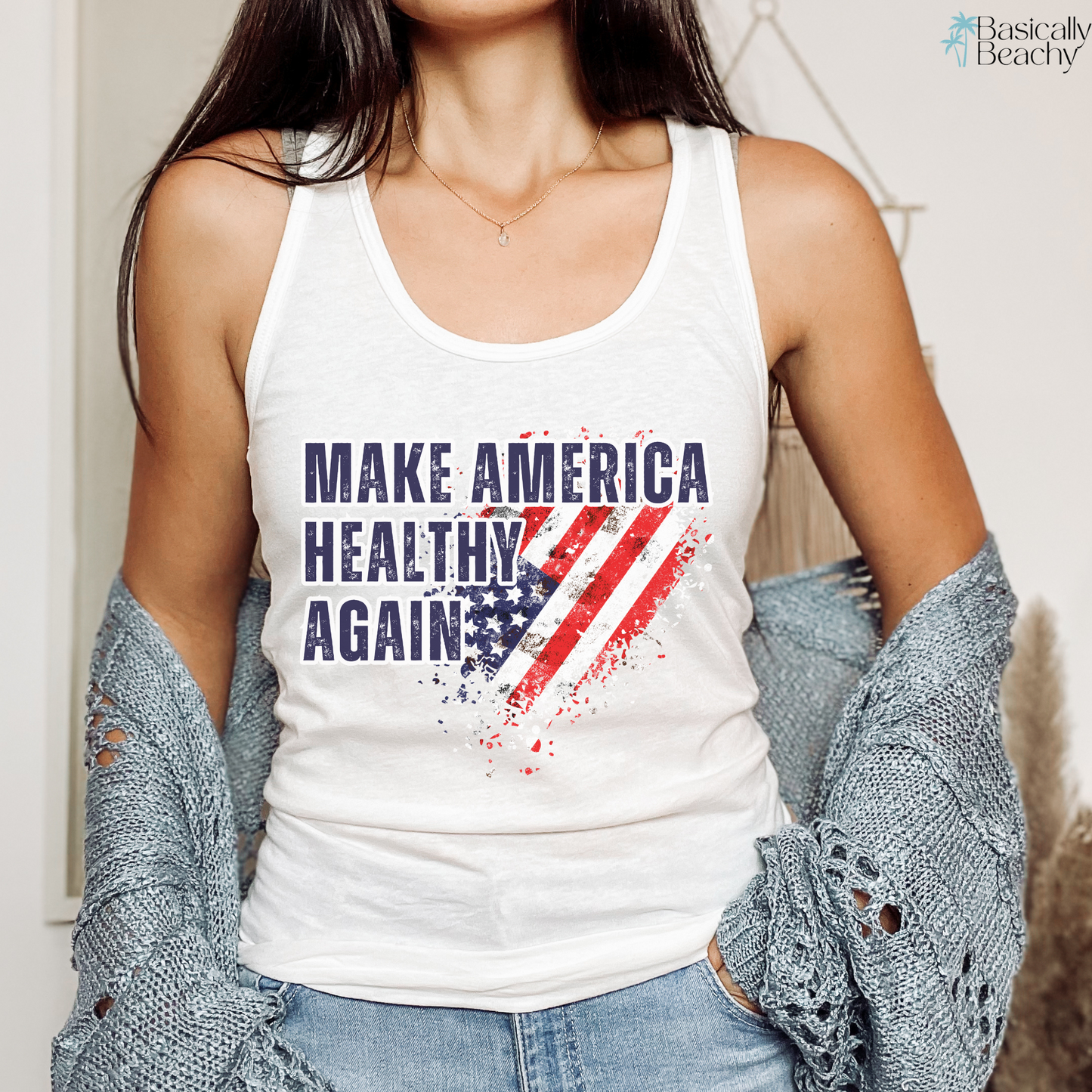 Make America Healthy Again Racerback Workout Tank Top for Women