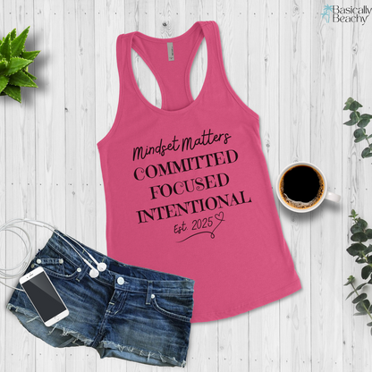 Mindset Matters 2025 Motivating Words Workout Tank Top for Women