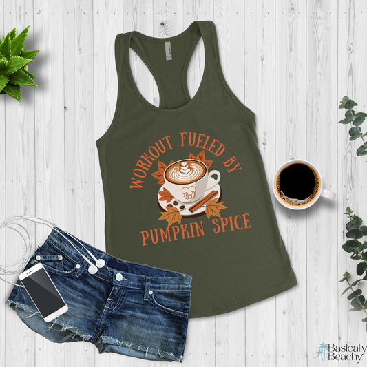 Workout Fueled By Pumpkin Spice Funny Fall Workout Tank for Women