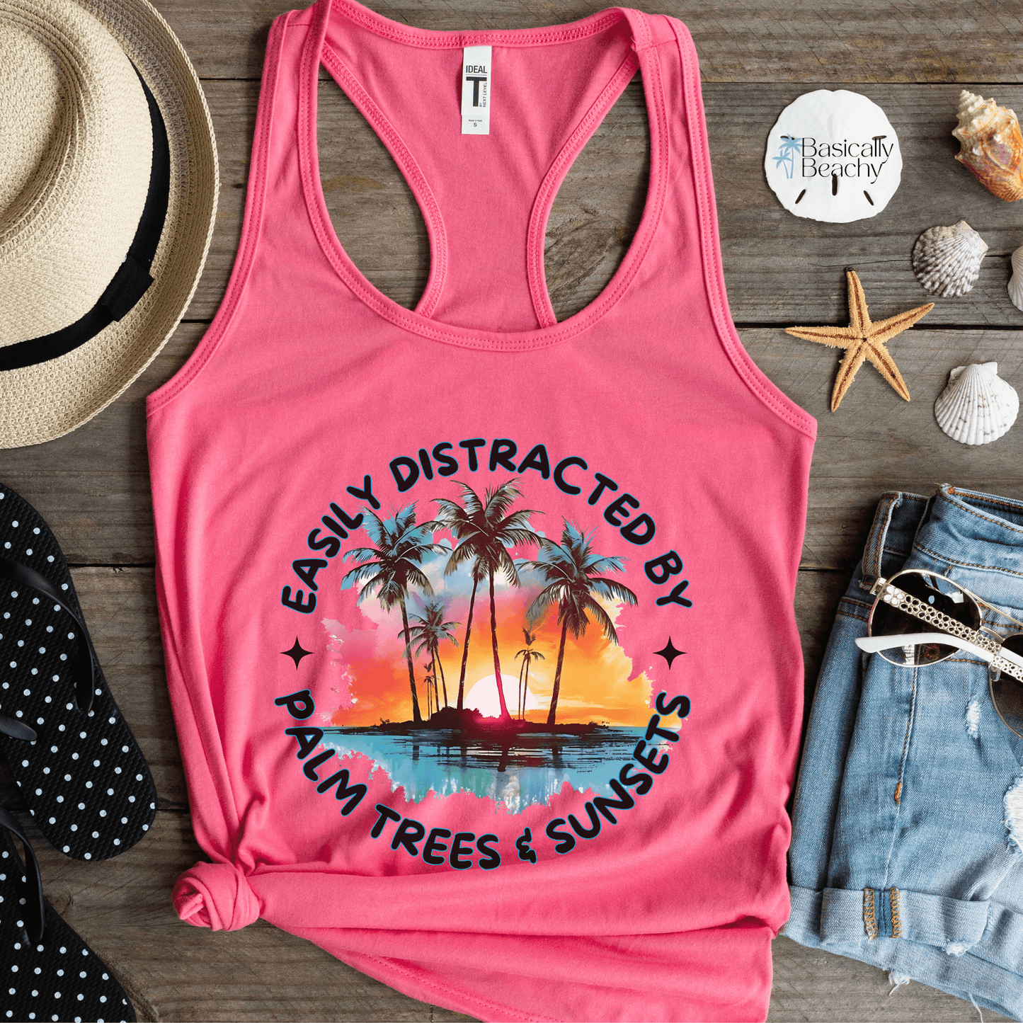 Easily Distracted by Palm Trees and Sunsets Tank Top - Basically Beachy