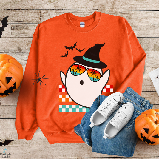 Beach Ghost Retro Halloween Tropical Sweatshirt