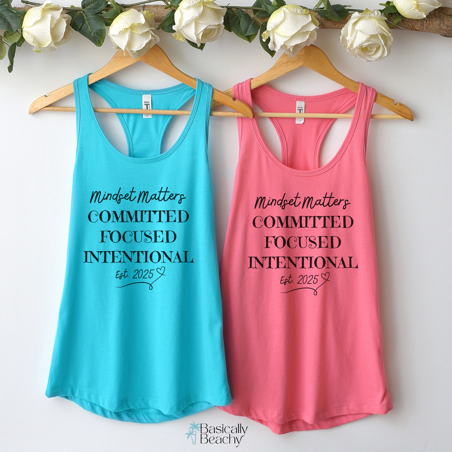 Mindset Matters 2025 Motivating Words Workout Tank Top for Women