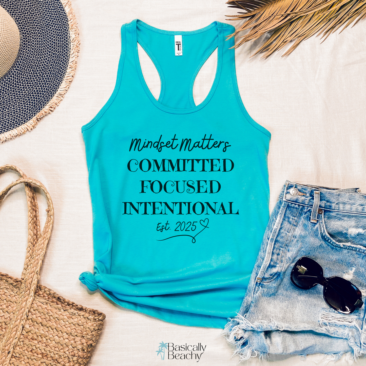 Mindset Matters 2025 Motivating Words Workout Tank Top for Women