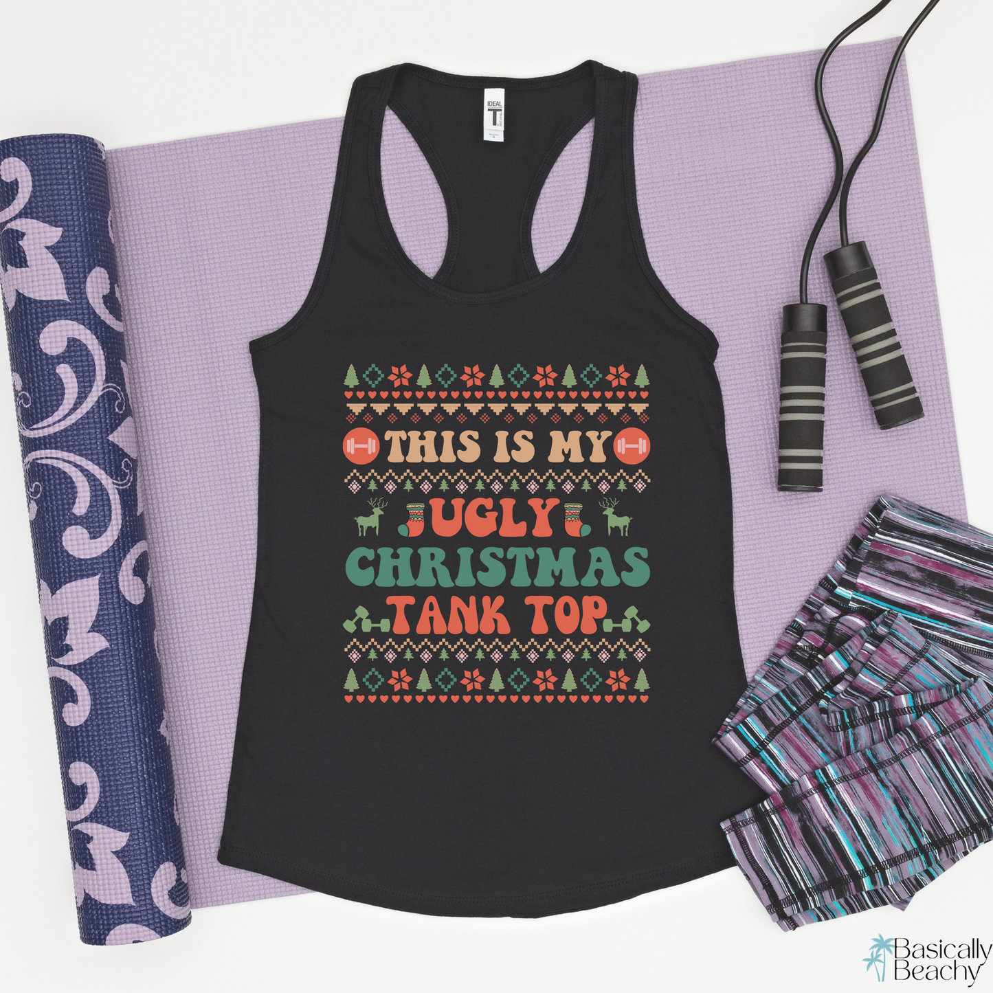 Funny Ugly Christmas Sweater Workout Fitness Tank Top for Women