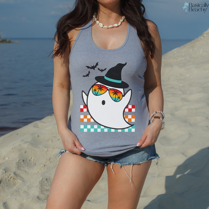 Halloween Ghost Tropical Racerback Workout Tank Top for Women