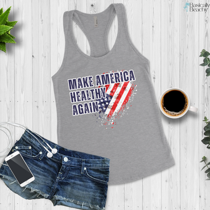 Make America Healthy Again Racerback Workout Tank Top for Women