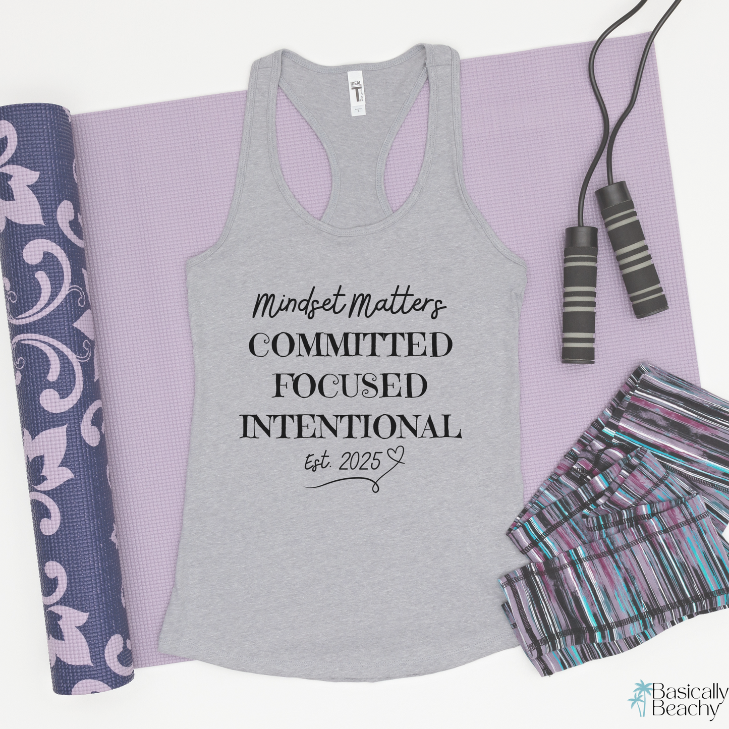 Mindset Matters 2025 Motivating Words Workout Tank Top for Women