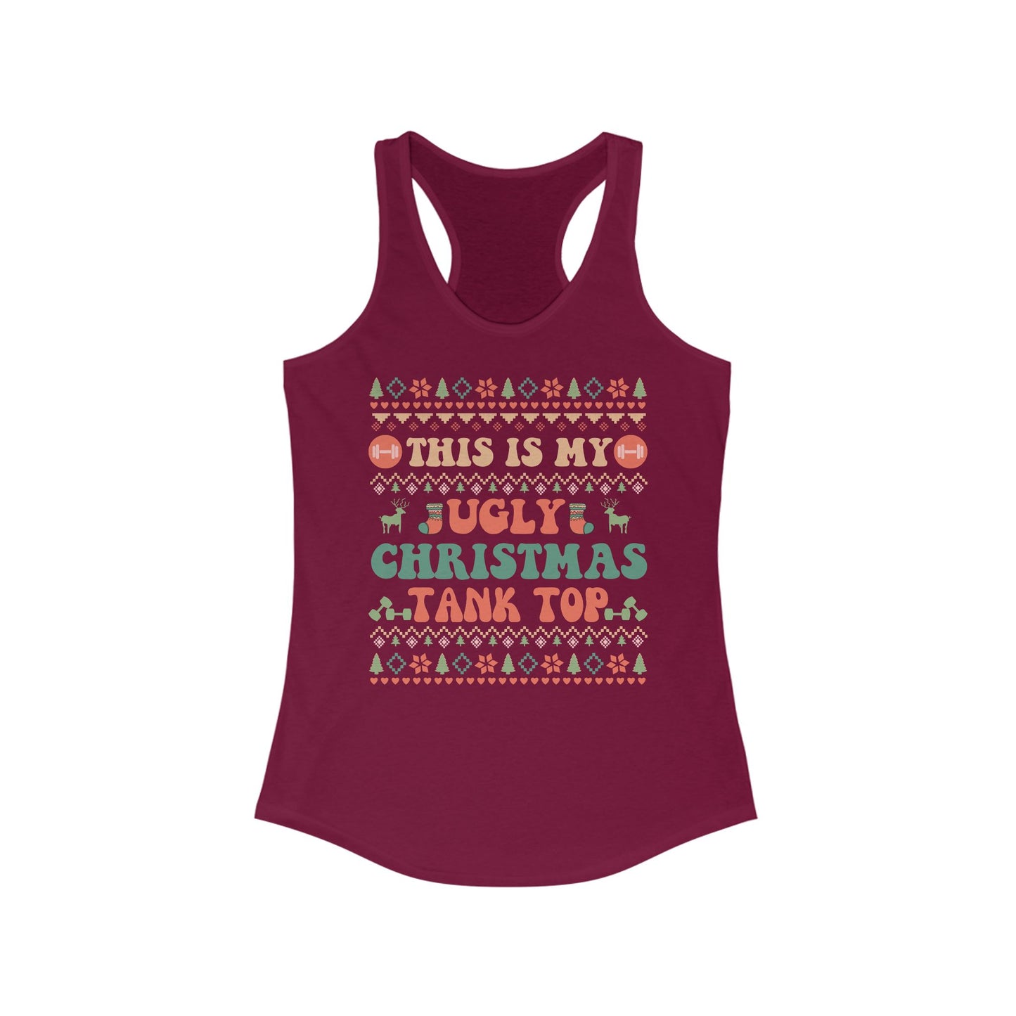 Funny Ugly Christmas Sweater Workout Fitness Tank Top for Women