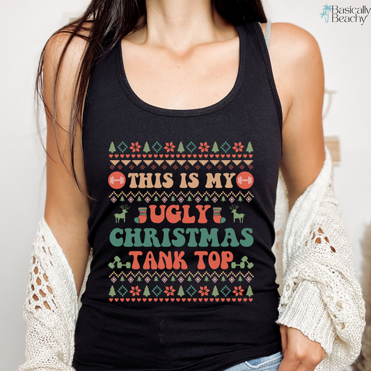 Funny Ugly Christmas Sweater Workout Fitness Tank Top for Women