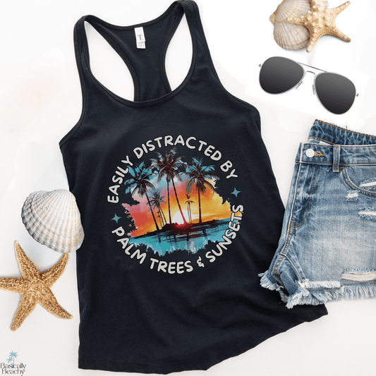 Easily Distracted by Palm Trees and Sunsets Tank Top - Basically Beachy