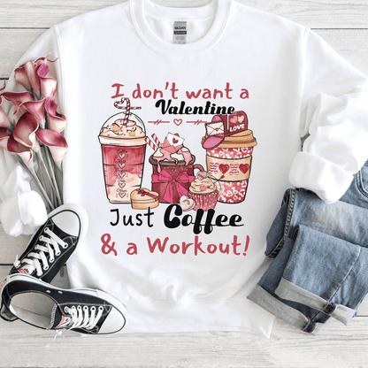 Anti Valentines Funny Coffee Workout Sweatshirt - Basically Beachy