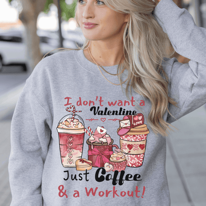 Anti Valentines Funny Coffee Workout Sweatshirt - Basically Beachy