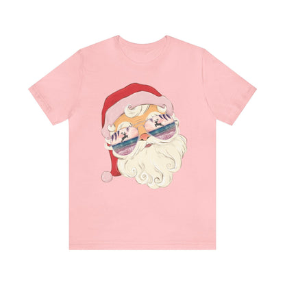 Beach Retro Santa in Sunglasses Christmas T-shirt, Coastal Christmas - Basically Beachy