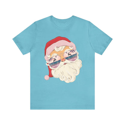 Beach Retro Santa in Sunglasses Christmas T-shirt, Coastal Christmas - Basically Beachy