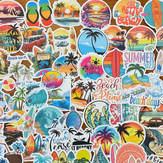 Beach Tropical Summer Stickers Set of 120 - Basically Beachy