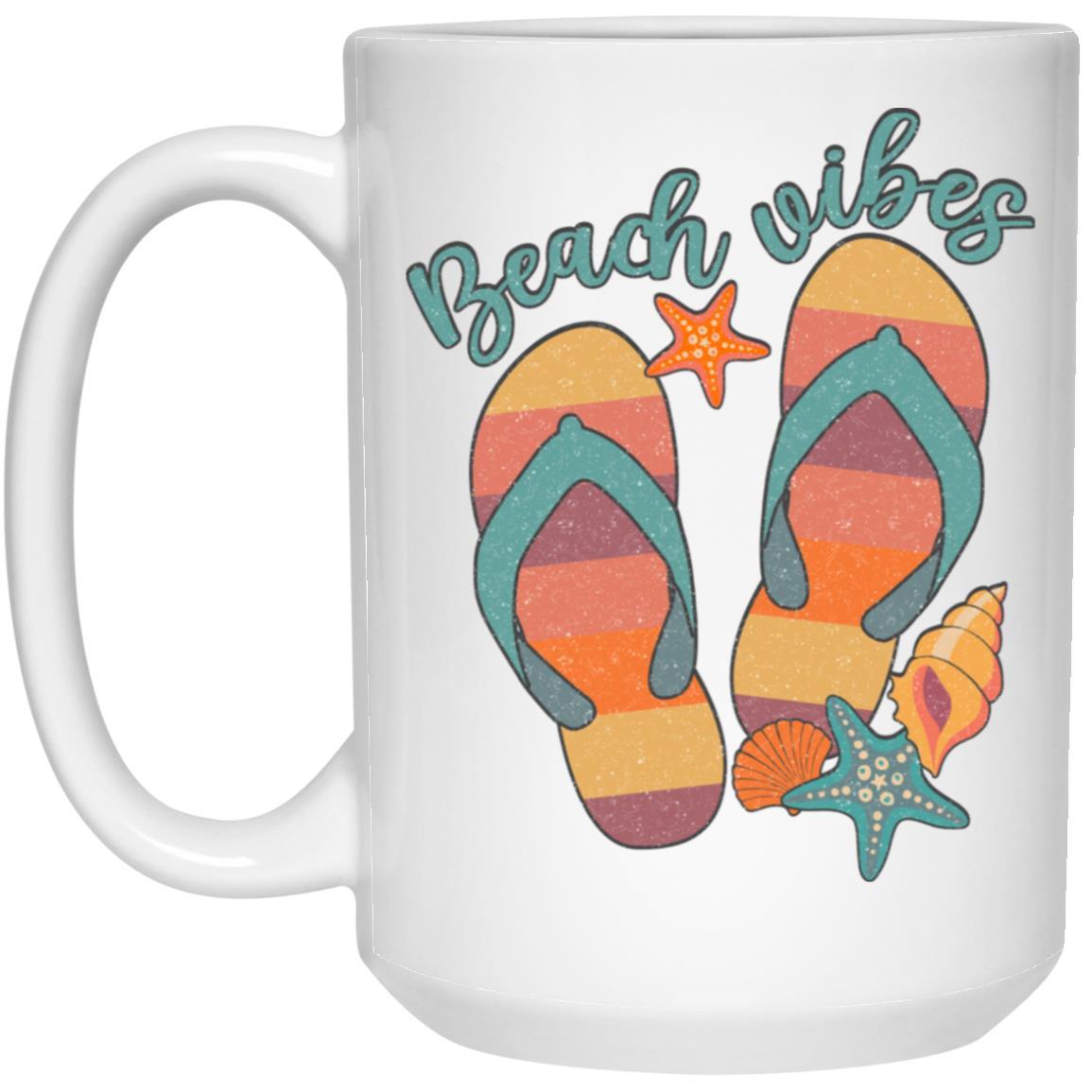 Beach Vibes Flip Flops 15oz White Mug - Basically Beachy