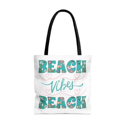 Beach Vibes Tropical Beach Themed Tote Bag, - Basically Beachy