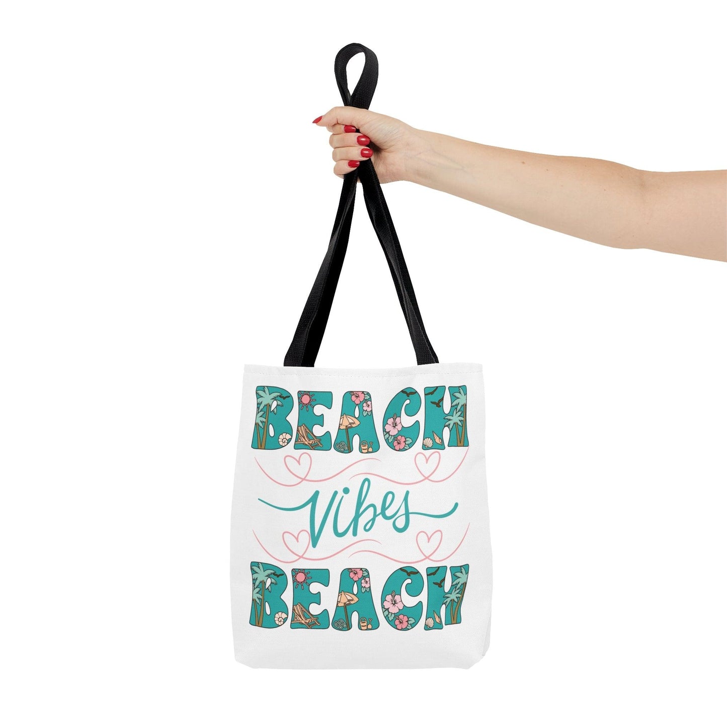 Beach Vibes Tropical Beach Themed Tote Bag, - Basically Beachy