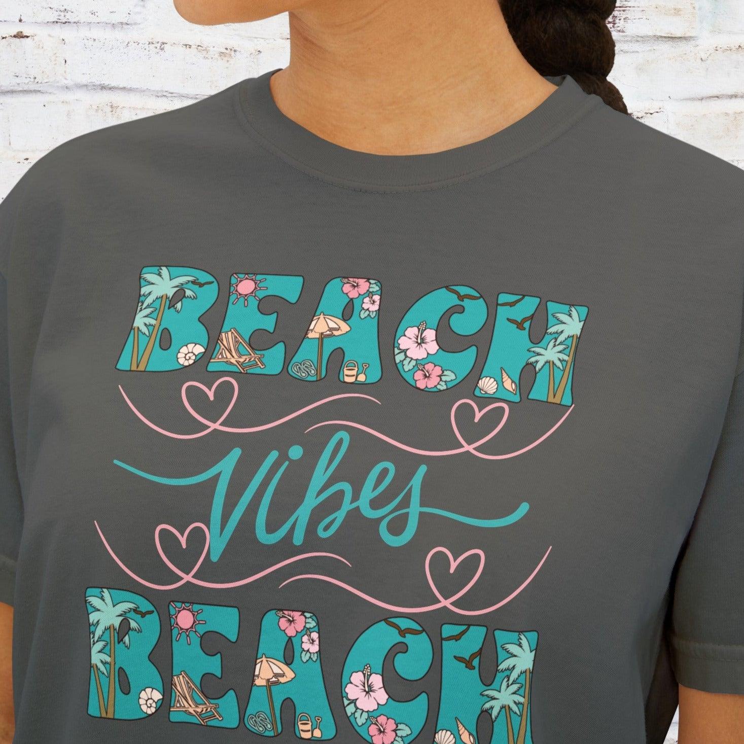 Beach Vibes Tropical Crop Top Shirt, Comfort Colors - Basically Beachy