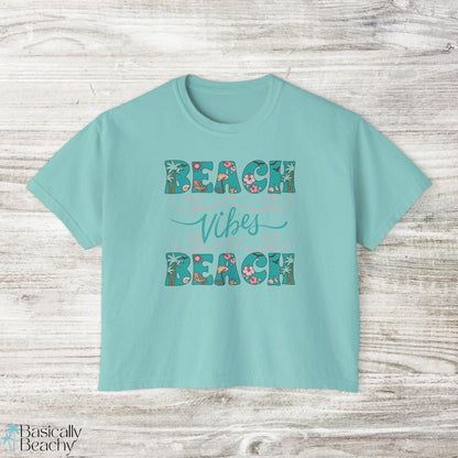 Beach Vibes Tropical Crop Top Shirt, Comfort Colors - Basically Beachy