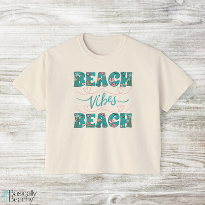 Beach Vibes Tropical Crop Top Shirt, Comfort Colors - Basically Beachy