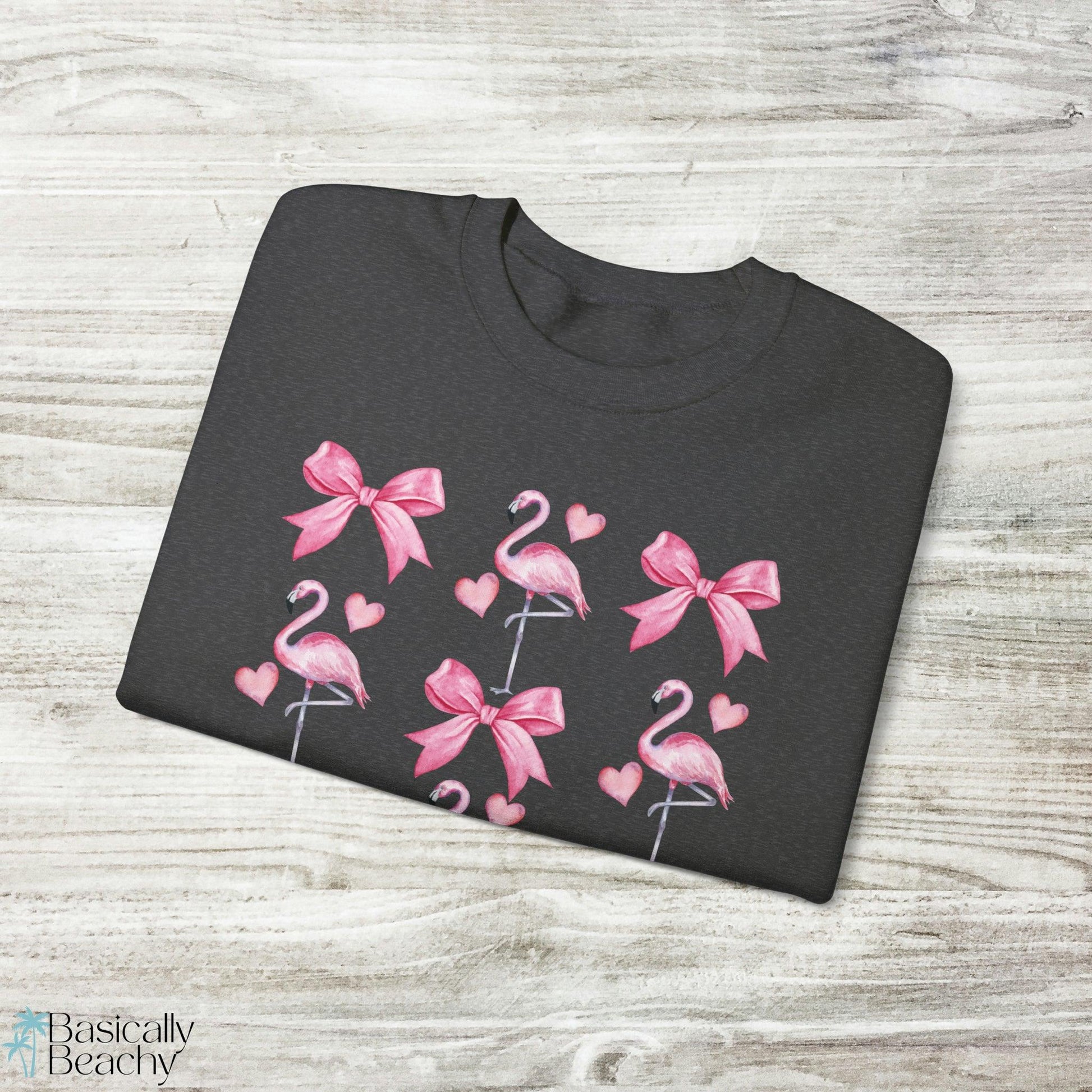 Bows and Pink Flamingos Coquette Sweatshirt - Basically Beachy