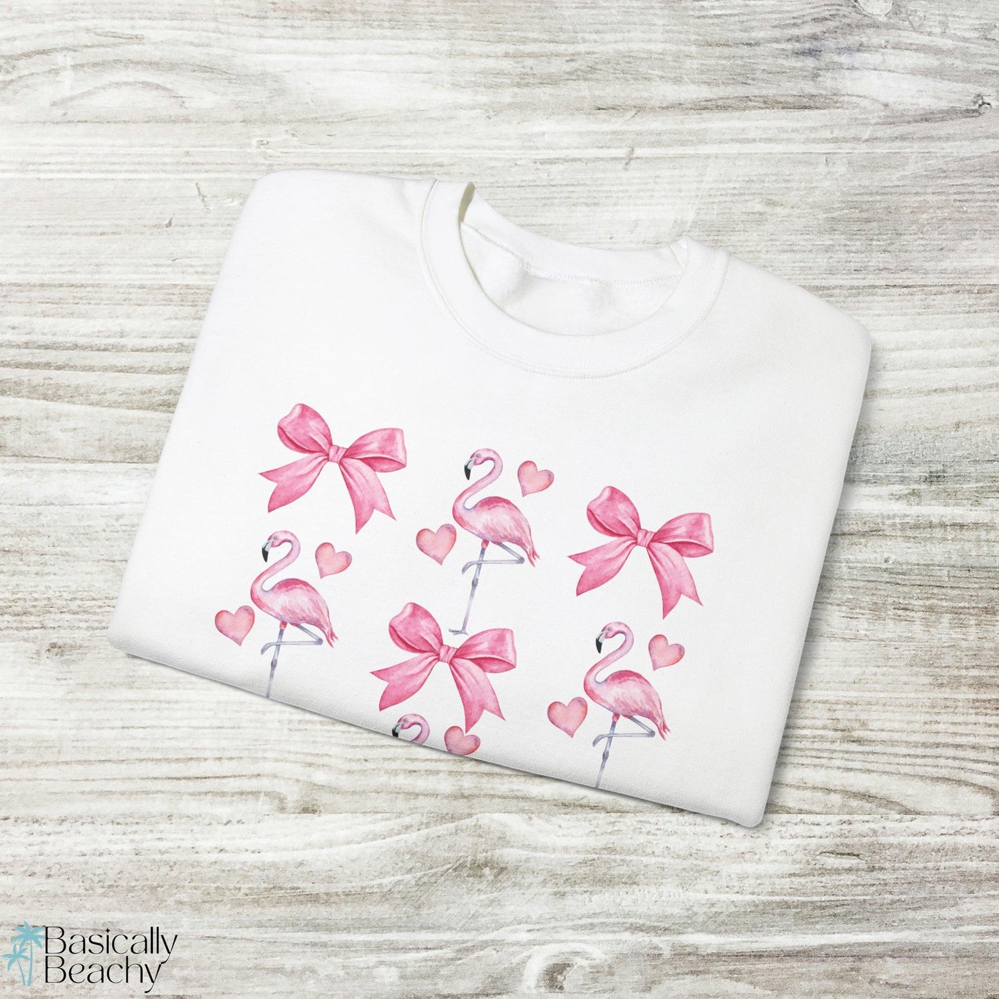 Bows and Pink Flamingos Coquette Sweatshirt - Basically Beachy