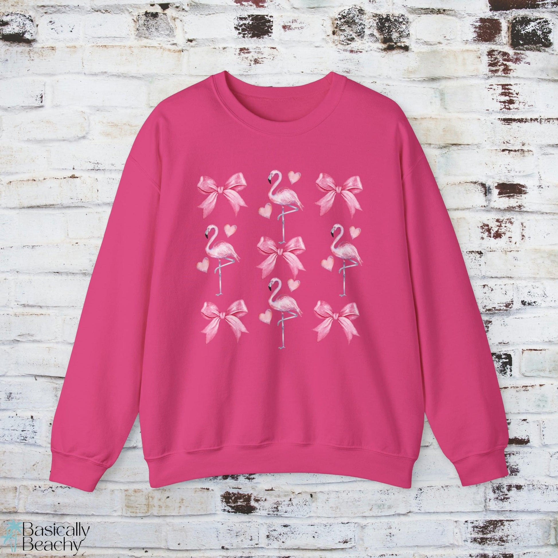 Bows and Pink Flamingos Coquette Sweatshirt - Basically Beachy