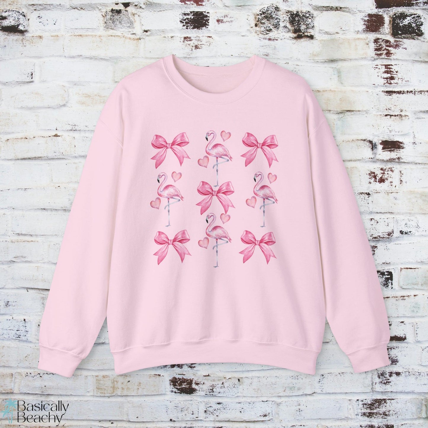 Bows and Pink Flamingos Coquette Sweatshirt - Basically Beachy