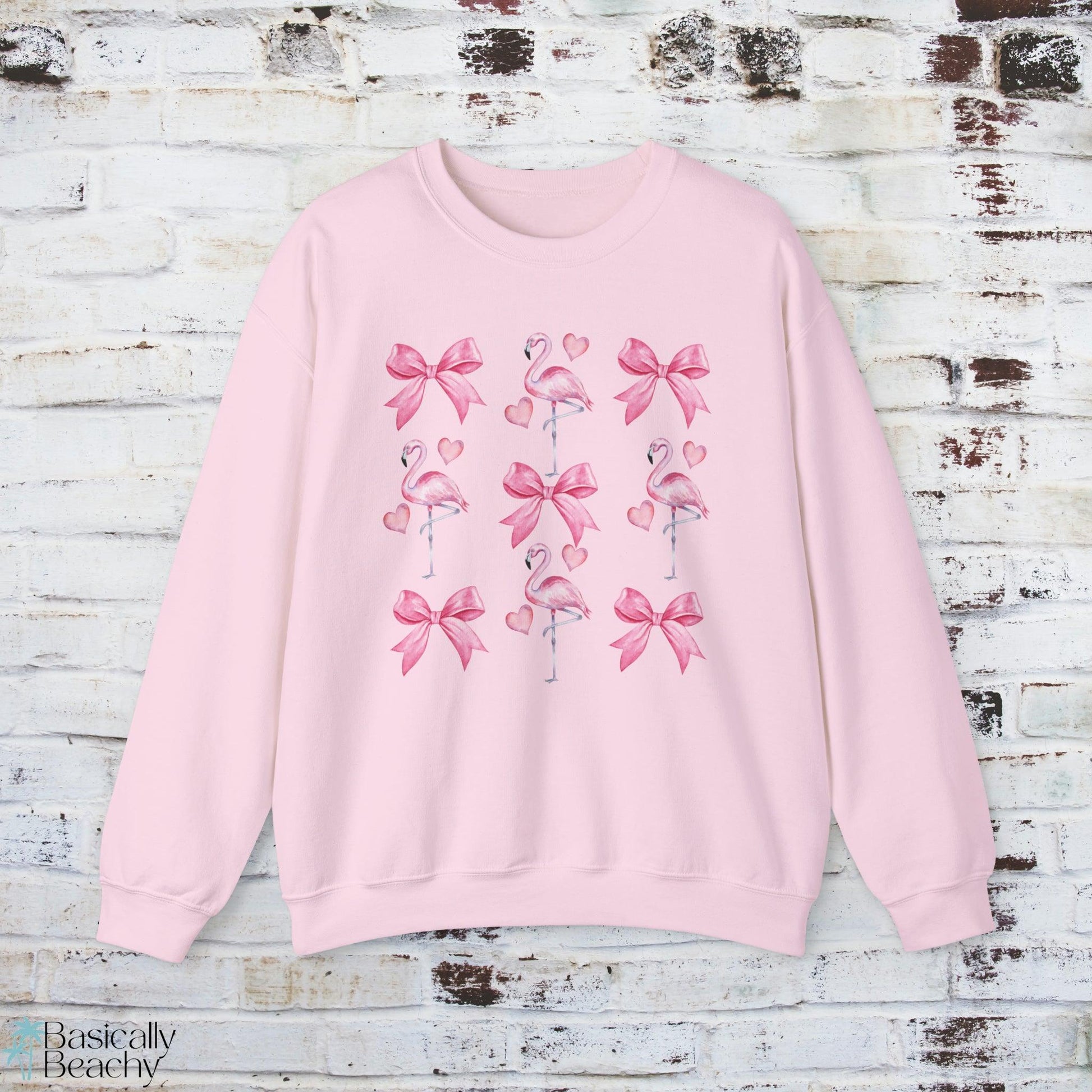 Bows and Pink Flamingos Coquette Sweatshirt - Basically Beachy