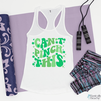 Cant Pinch This Retro Funny St Patricks Day Workout Tank Top - Basically Beachy