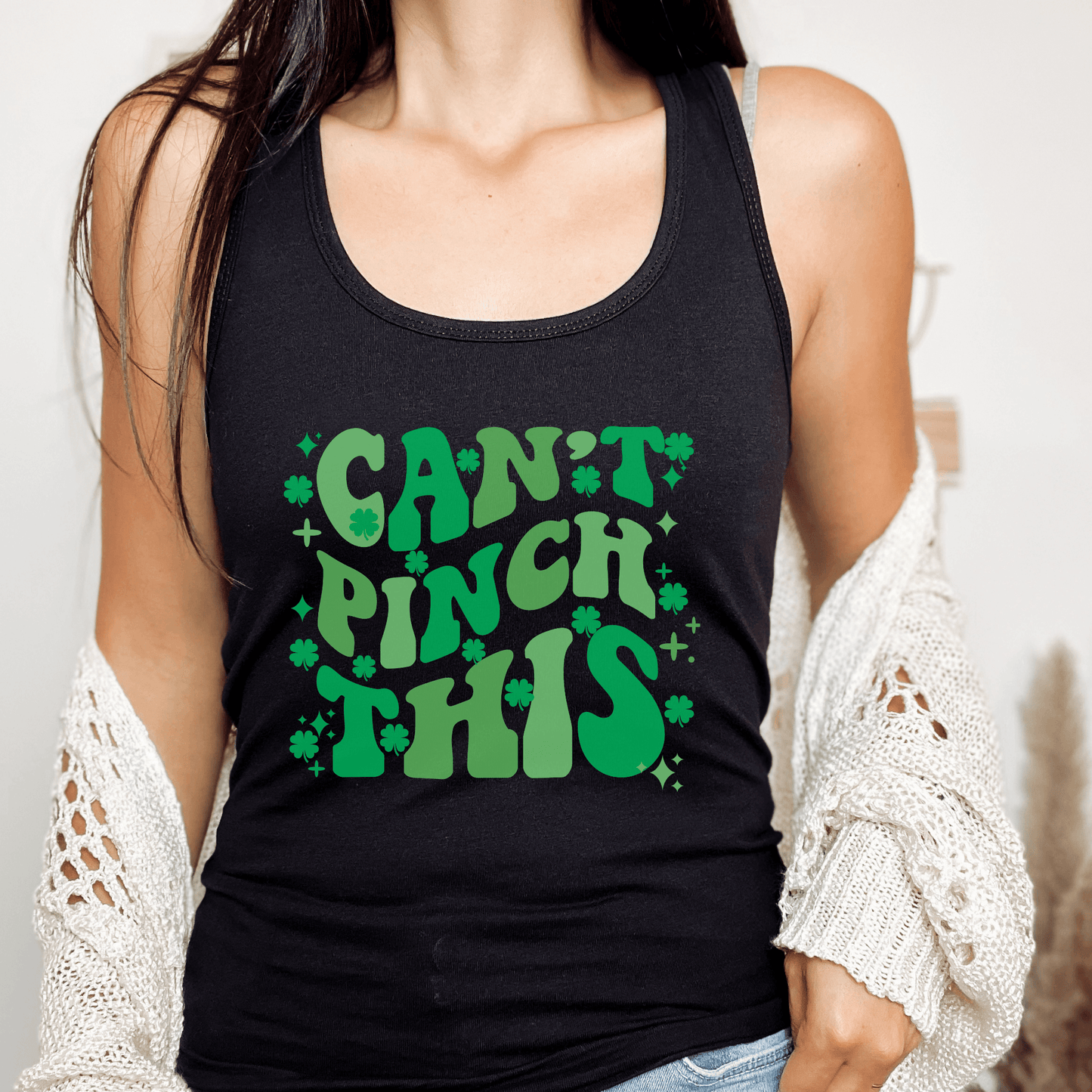 Cant Pinch This Retro Funny St Patricks Day Workout Tank Top - Basically Beachy