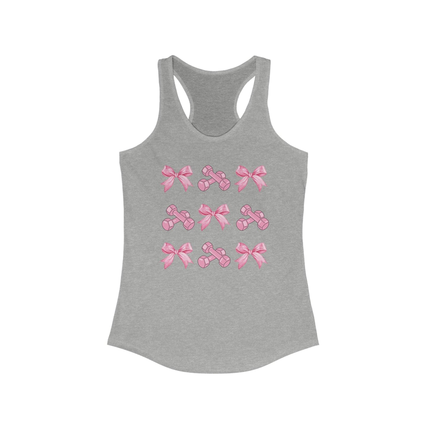 Coquette Pink Dumbbell Bow Workout Tank Top - Basically Beachy