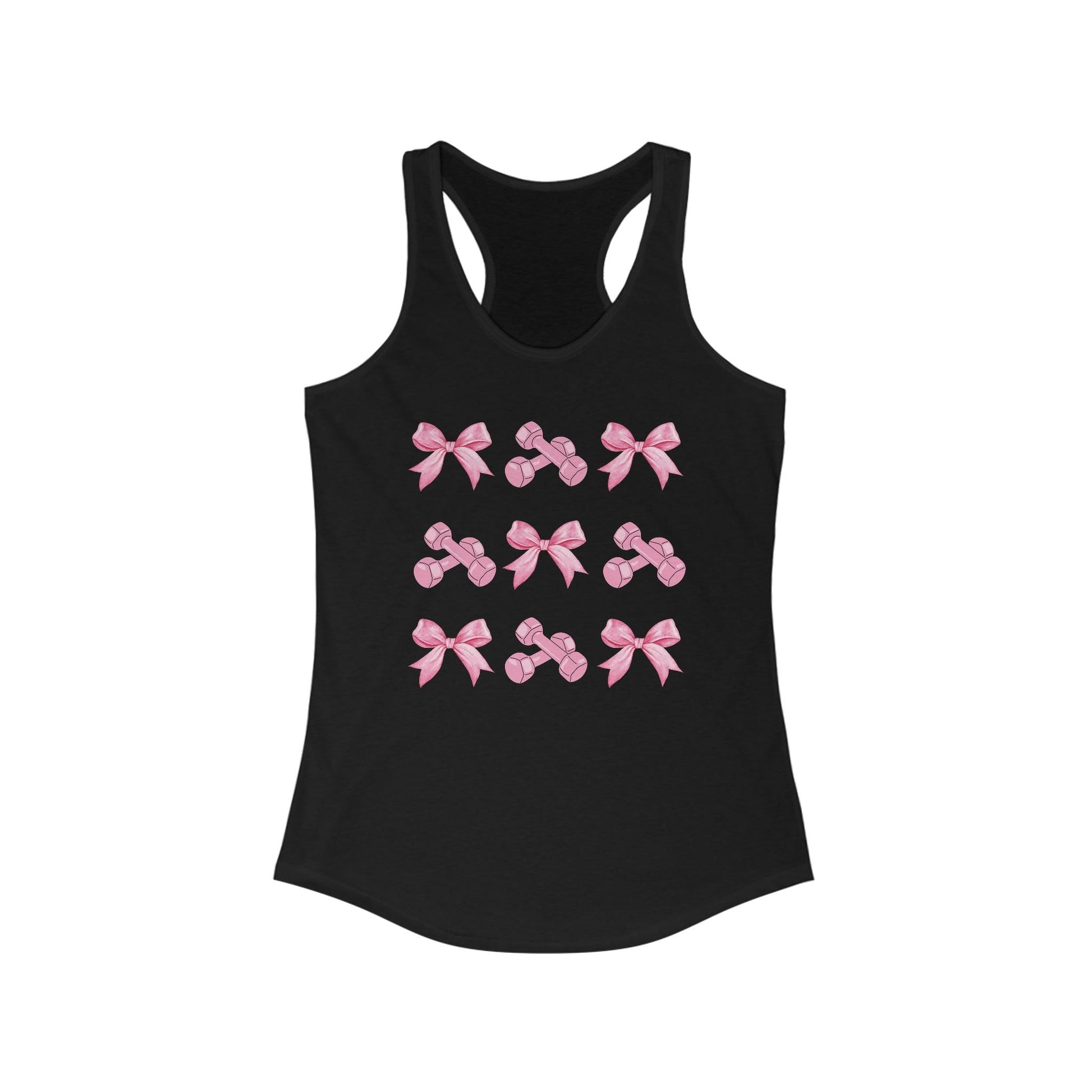 Coquette Pink Dumbbell Bow Workout Tank Top - Basically Beachy