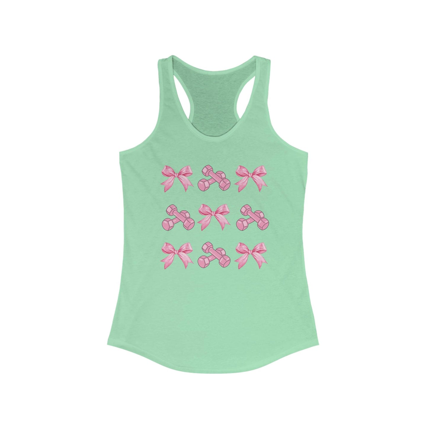 Coquette Pink Dumbbell Bow Workout Tank Top - Basically Beachy