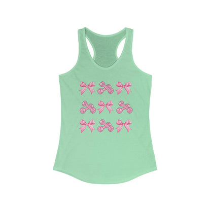 Coquette Pink Dumbbell Bow Workout Tank Top - Basically Beachy