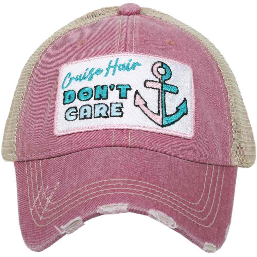 a pink trucker hat with an anchor on it