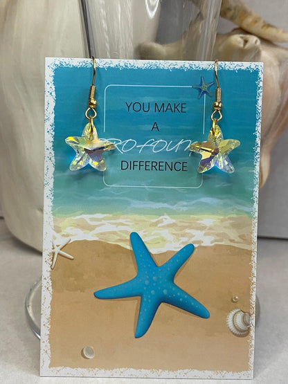 Crystal Starfish Earrings and Starfish Story Card Gift Set - Basically Beachy