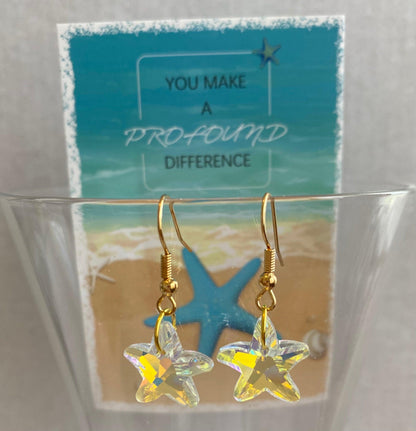 Crystal Starfish Earrings and Starfish Story Card Gift Set - Basically Beachy