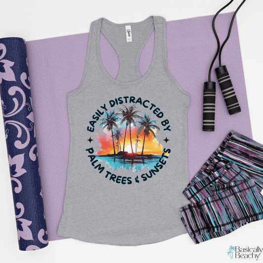 Easily Distracted by Palm Trees and Sunsets Tank Top - Basically Beachy