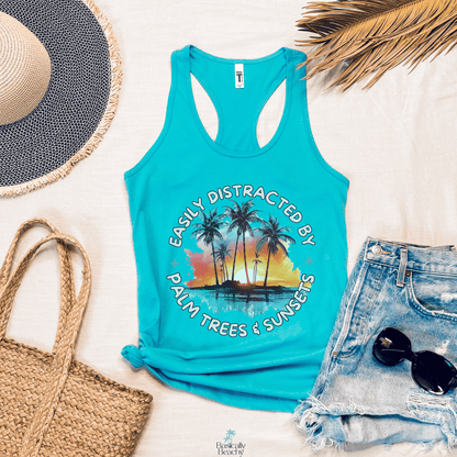 Easily Distracted by Palm Trees and Sunsets Tank Top - Basically Beachy