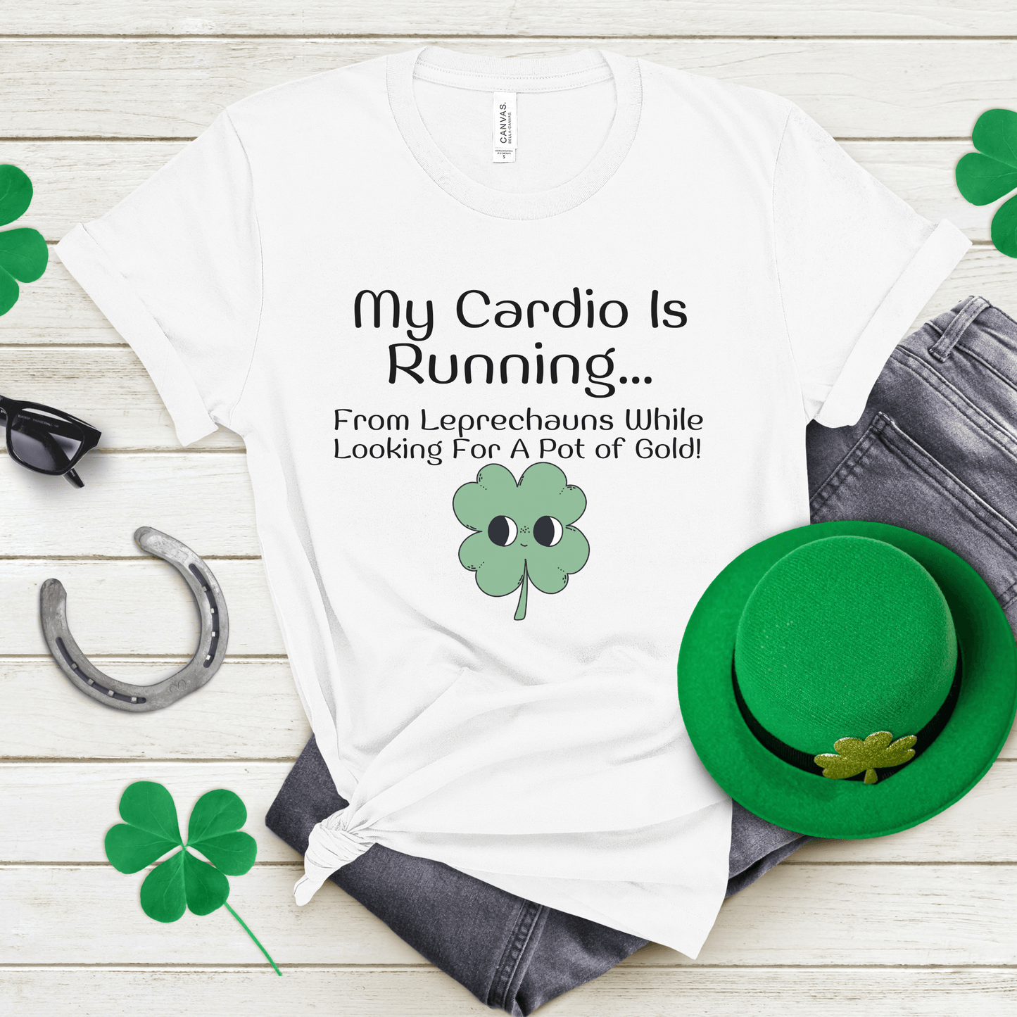 Funny St Patricks Day Running from Leprechauns T-shirt - Basically Beachy