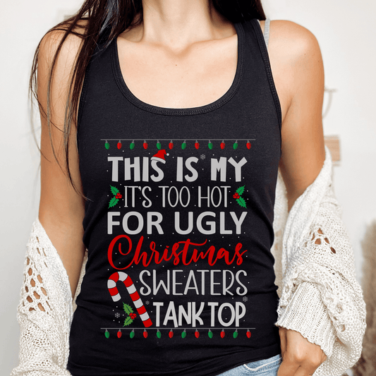 Funny Ugly Christmas Sweater Workout Tank Top for Women - Basically Beachy