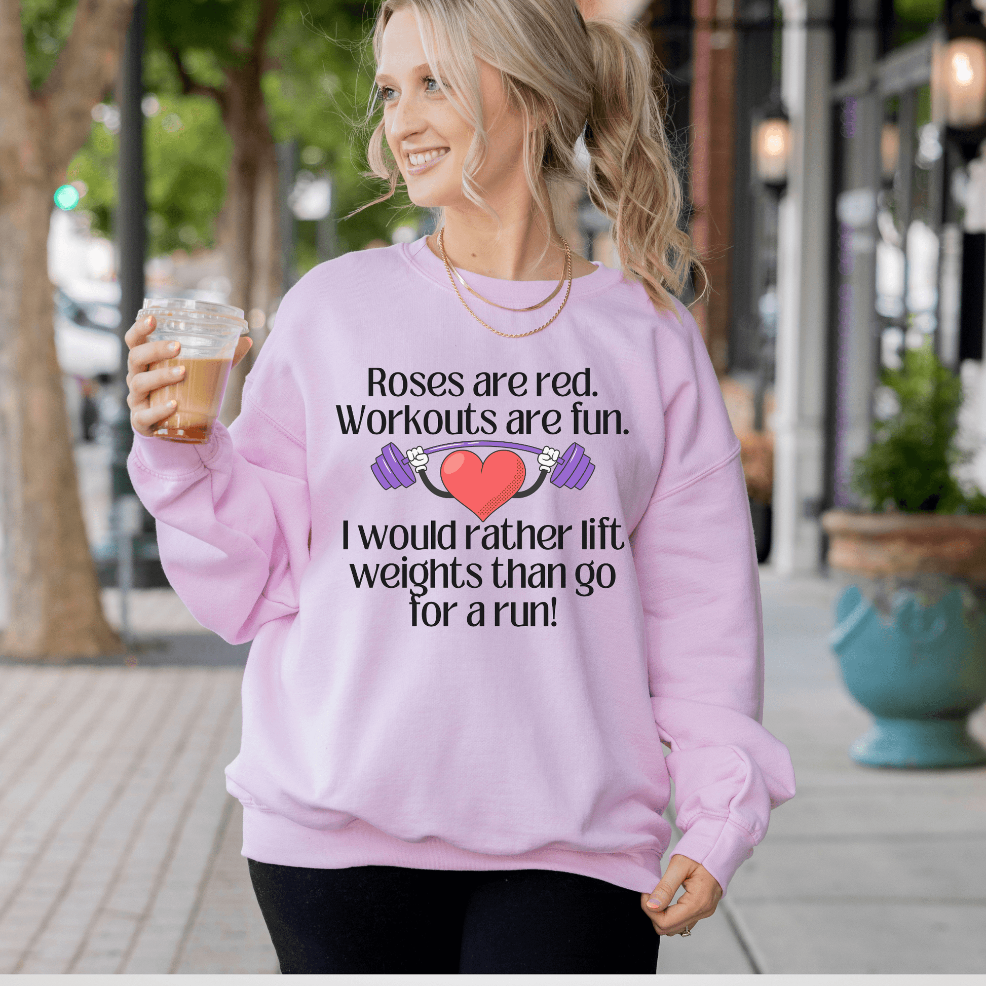 Funny Valentine Weight Lifting Workout Sweatshirt - Basically Beachy