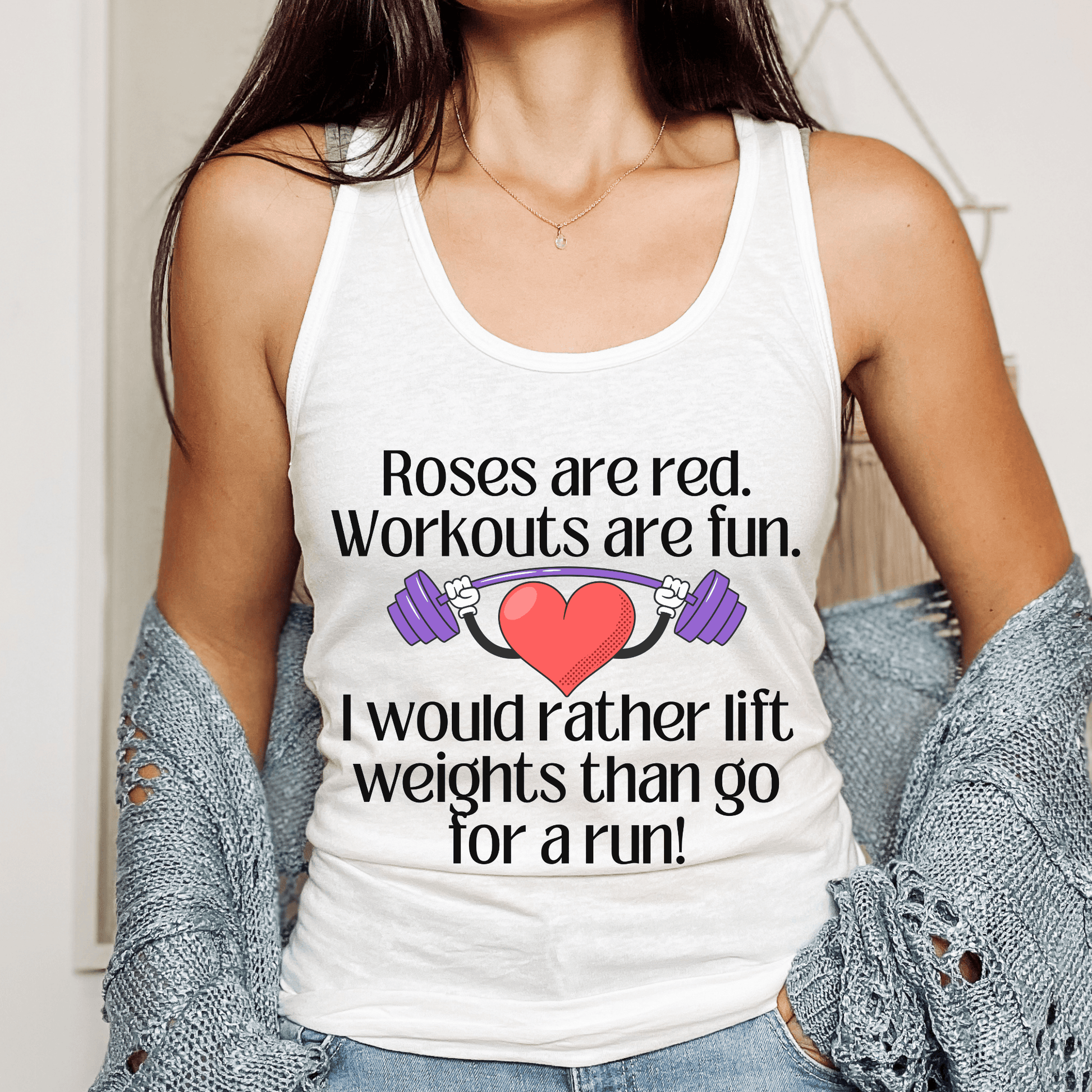 Funny Valentine Weight Lifting Workout Tank Top for Women, - Basically Beachy