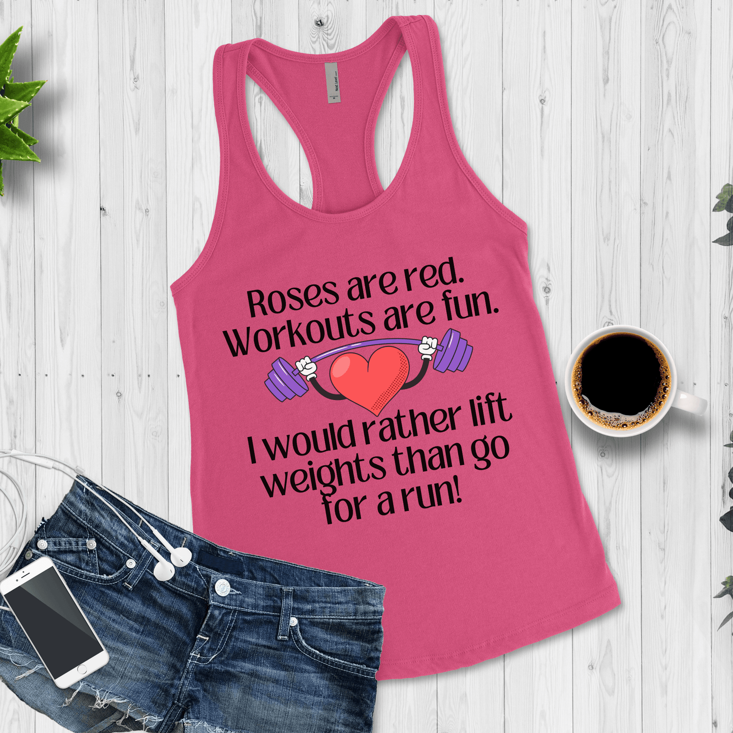 Funny Valentine Weight Lifting Workout Tank Top for Women, - Basically Beachy