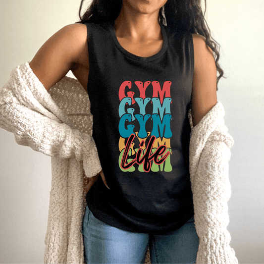 Gym Life Colorful Women's Flowy Muscle Tank Top - Basically Beachy
