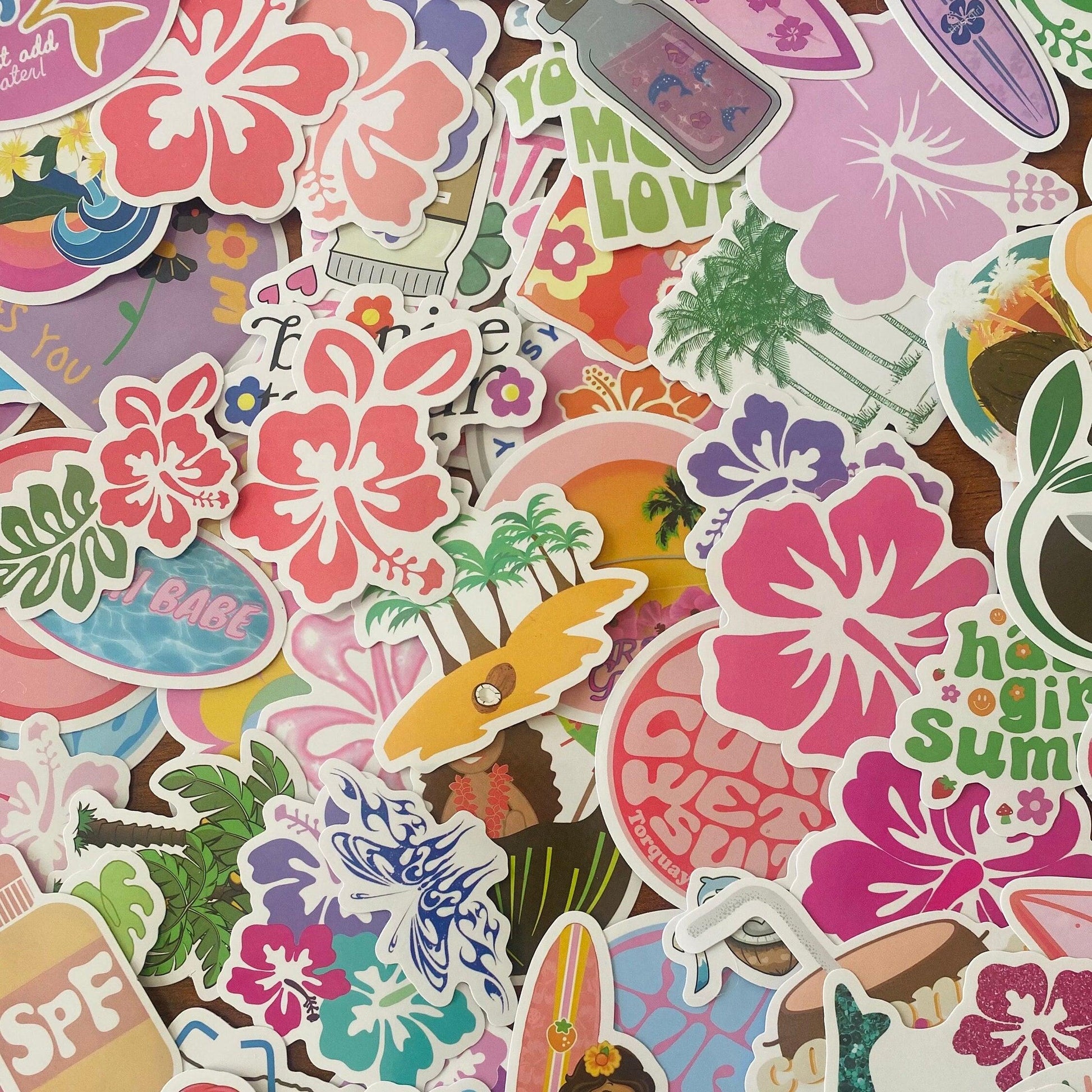 Hawaii Tropical Beach Coconut Sticker Set of 100 - Basically Beachy