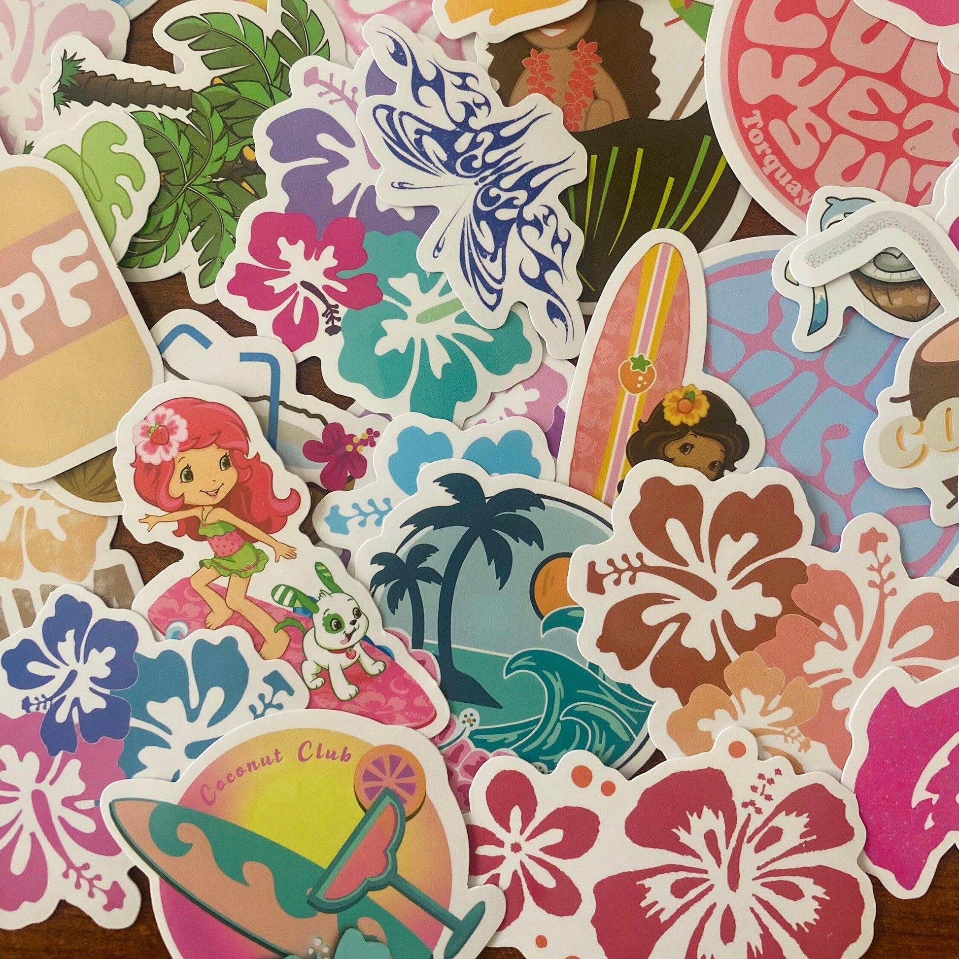 Hawaii Tropical Beach Coconut Sticker Set of 100 - Basically Beachy